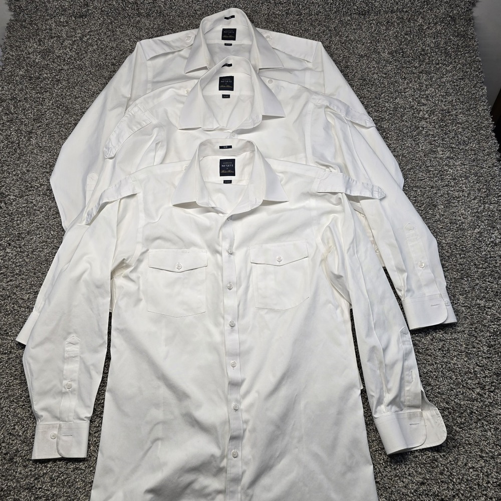 Brooks Brothers Lot Of 3 NET JETS Crew Pilot Shirts Long Sleeve Size 16